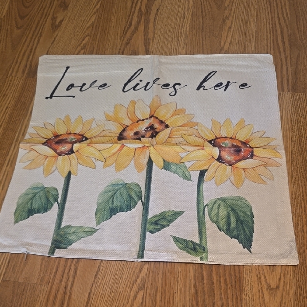 Sunflower Print Decorative Pillow Cover